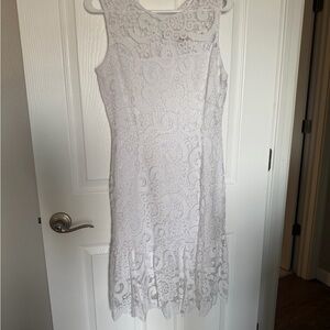 Nanette Sleeveless White Lace Sheath Dress